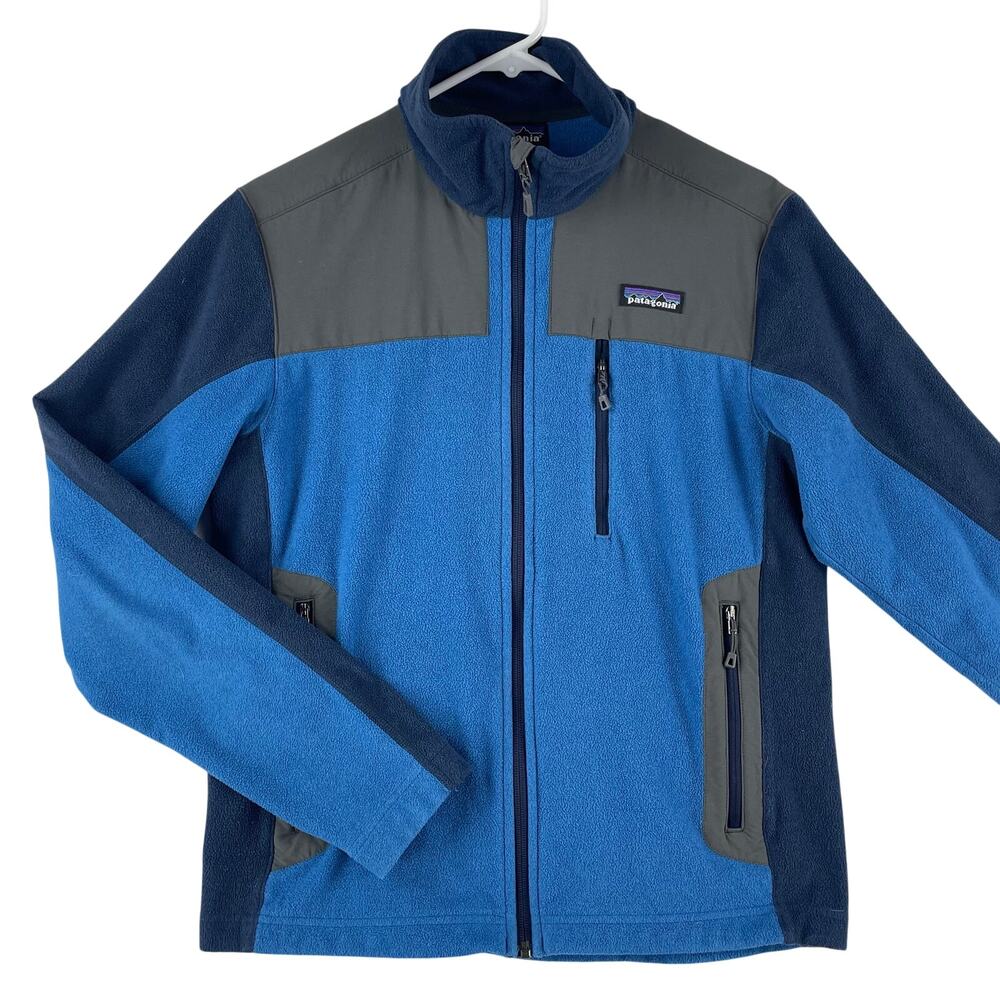 Patagonia Mens Cedars Fleece Jacket SZ Small Channel Blue Colorblock Full Zip
